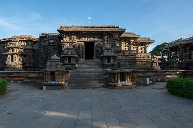 The carved stone Hoysaleswara Temple at Halebidu